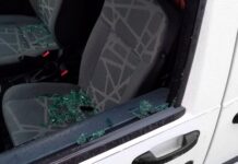 Van with broken window